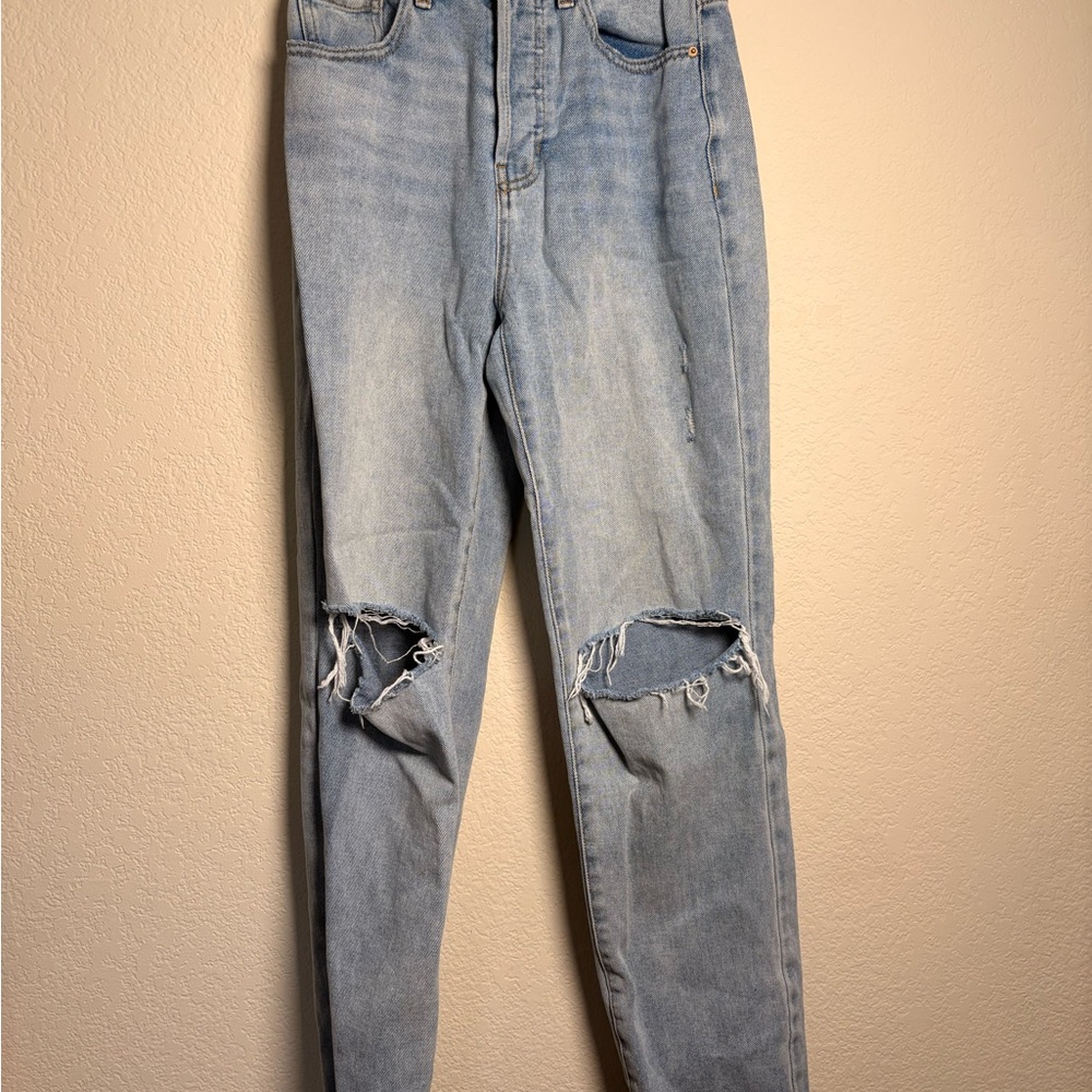 PACSUN Light Blue Dad Jeans Distressed Women Jeans